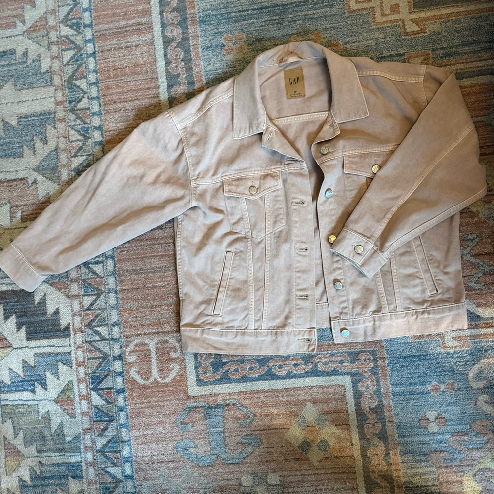GAP Oversized Icon Denim Jacket in sand khaki